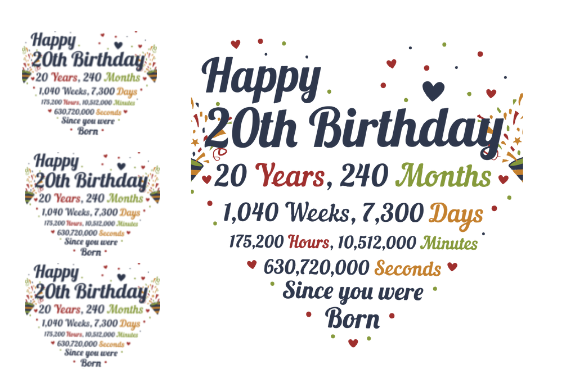 20TH BIRTHDAY GIFT for HEART Graphics & Crafts