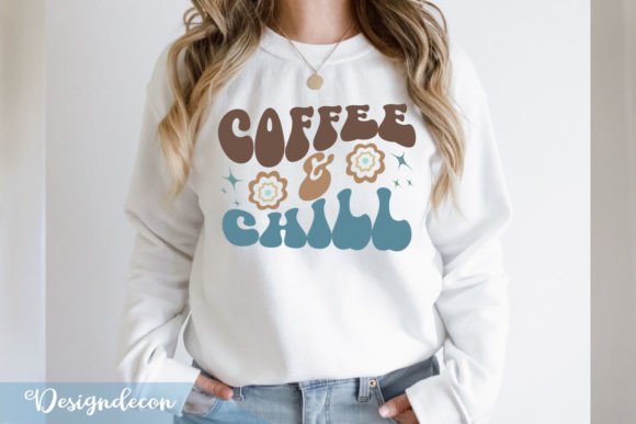 Coffee and Chill Funny Retro Wavy SVG Graphics for Crafts
