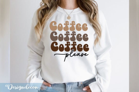 Coffee Please Retro Wavy Graphics for Crafts