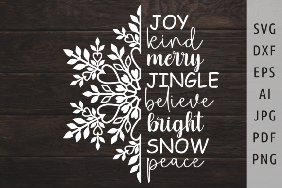 Half Snowflake SVG Christmas Quote Graphics for Crafts
