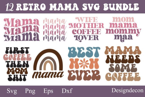 Retro Mama Sublimation SVG Tshirt Bundle: Graphics for Crafts
